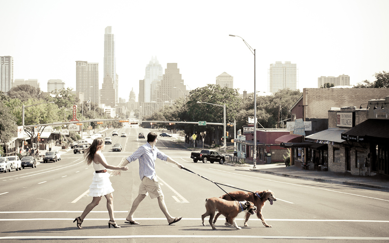 Modern Engagement Portrait Downtown Austin South Congress